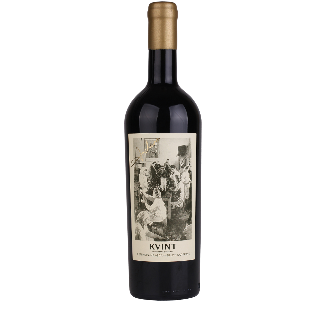 VIN KVINT ARCHIVE FETEASCA NEAGRA MERLOT SAPERAVI ROSU SEC 15% 0.75L