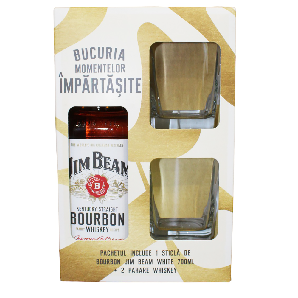 SET WHISKY JIM BEAM WHITE BOURBON 40% 0.7L 1ST+2PH