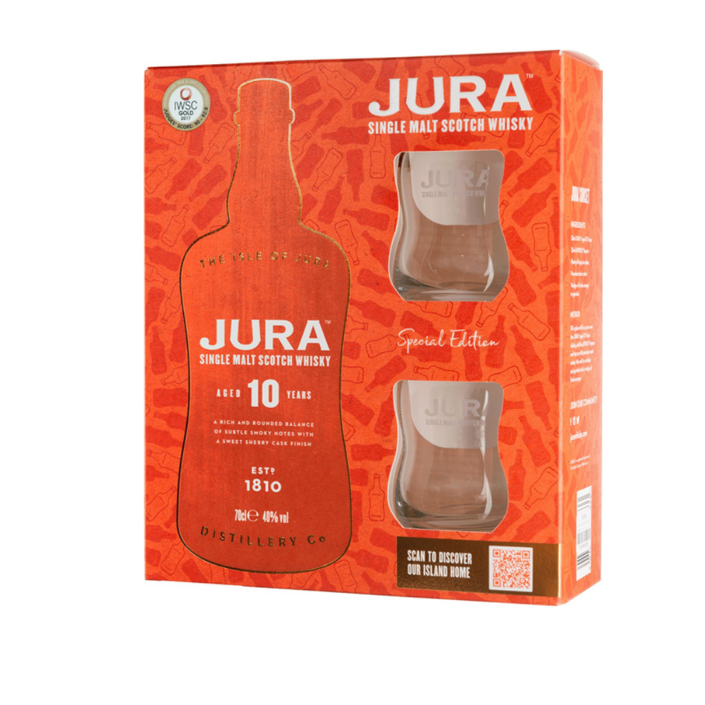 WHISKY SCOTCH JURA 10 Y.O + 2 PAHARE