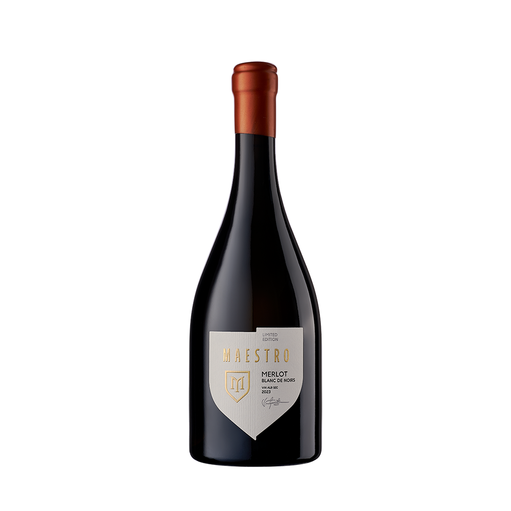 VIN MAESTRO VIRTUOSO BLANC DE NOIRS MERLOT ALB SEC 0.75L - în