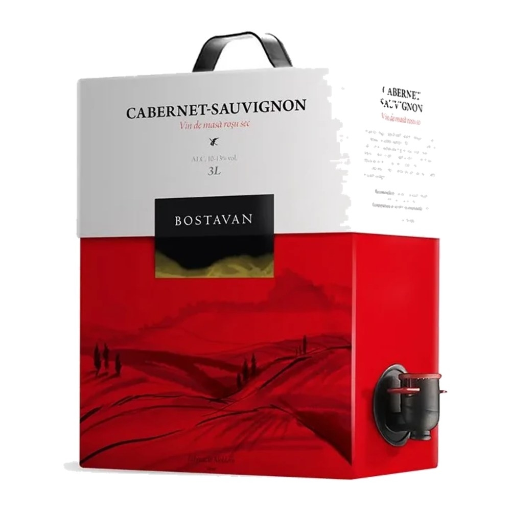 Bostavan Cabernet Sauvignon Semi-Sweet Red Wine, 3 L (Bag-in-Box)