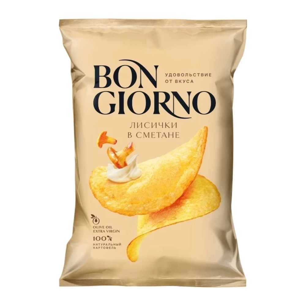 Чипсы Bon Giorno со вкусом лисичек в сметане, 80 г