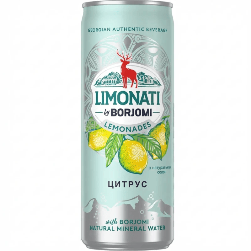 Băutură carbogazoasă Limonati by Borjomi cu gust de citrice, doză, 0,33 l