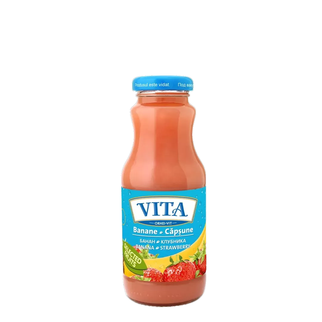 Nectar Vita de banane și căpșuni, sticlă, 0,25 l