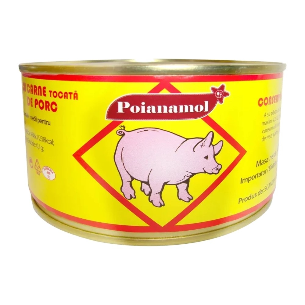 Carne tocată de porc la conservă Poianamol, 400 g