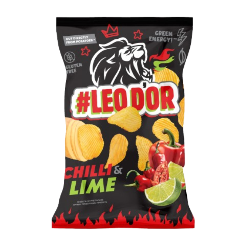 CHIPSURI LEODOR CU ARDEI CHILLI SI LAMAIE VERDE 100G