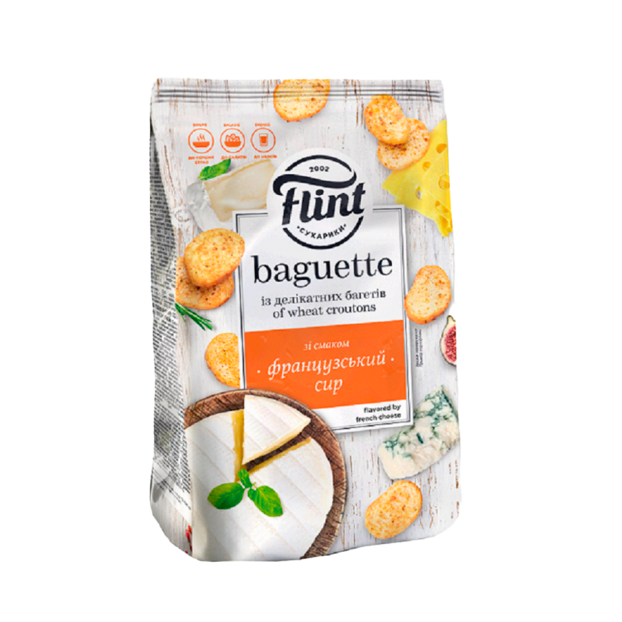Pesmeți Flint Baguette cu gust de cașcaval franțuzesc, 90 g