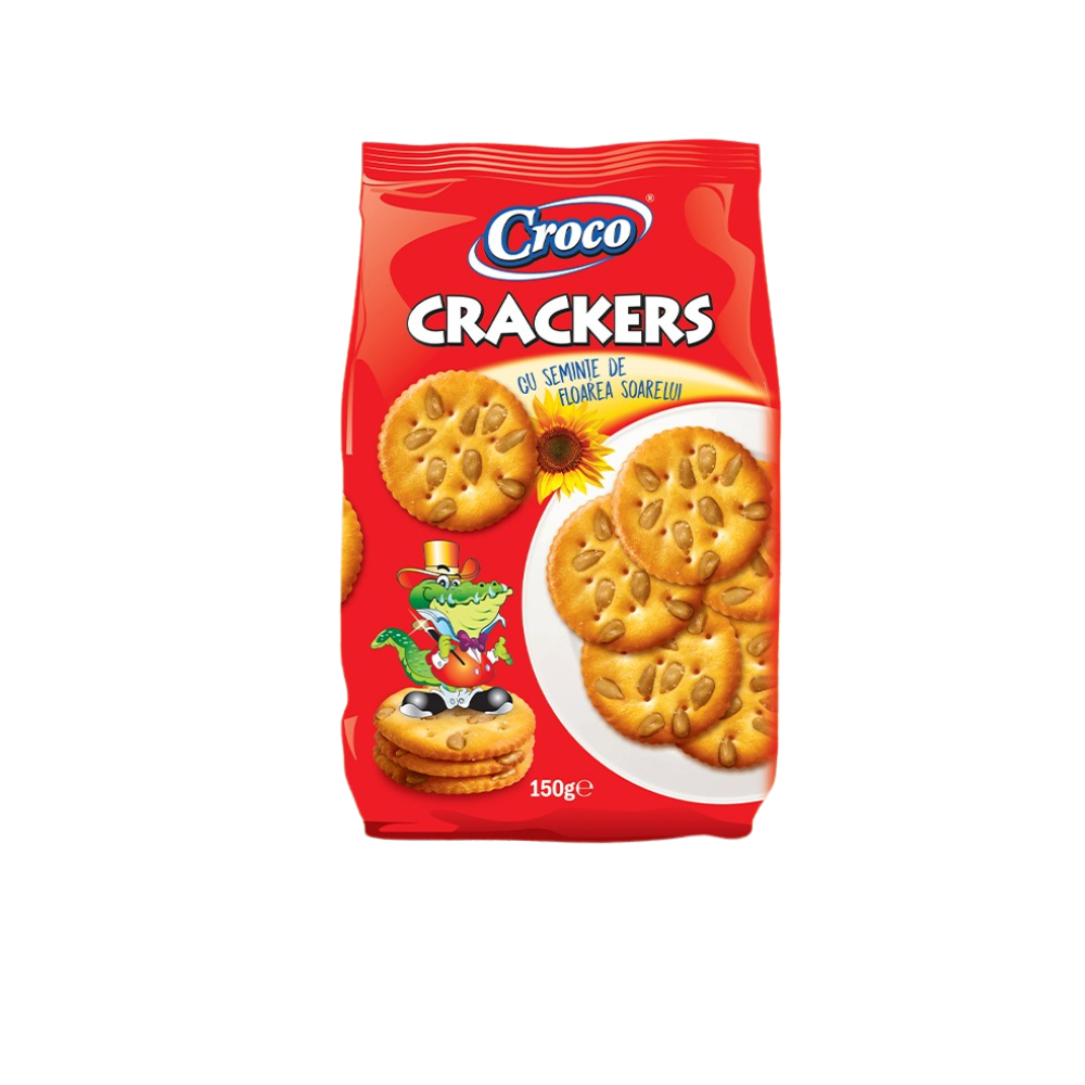 CRACKERS CU SEMINTE DE FLOAREA SOARELUI CROCO 150G
