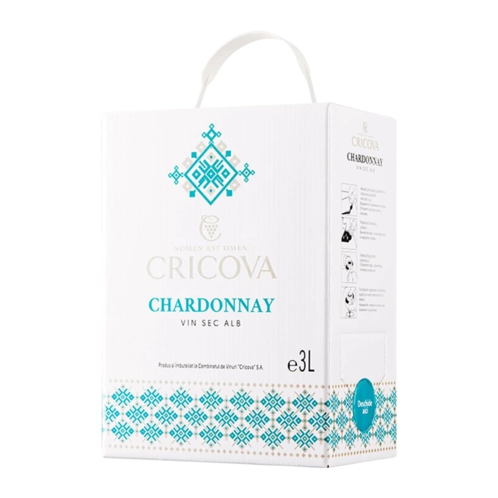 Вино Cricova Chardonnay, полусладкое, белое, 2 л (bag-in-box)
