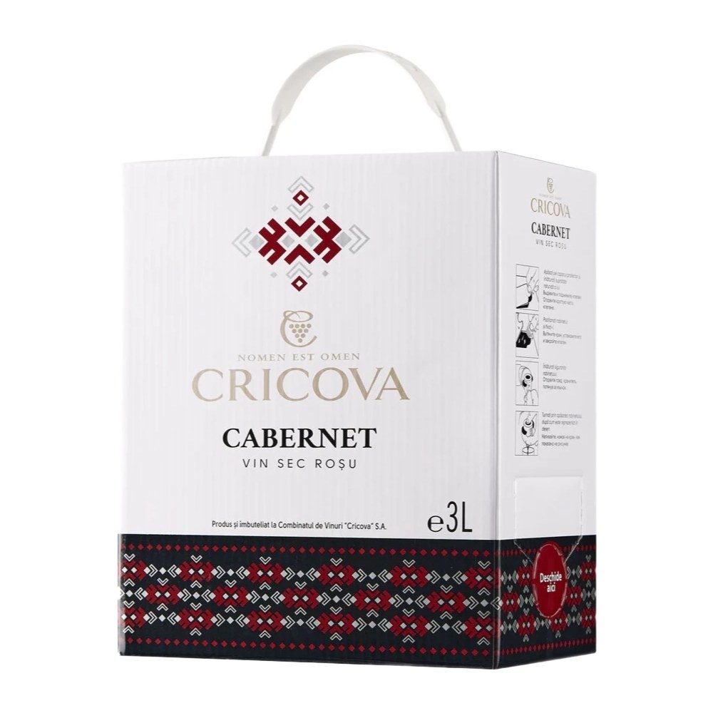 Cricova Cabernet Dry Red Wine, 3 L (bag-in-box)