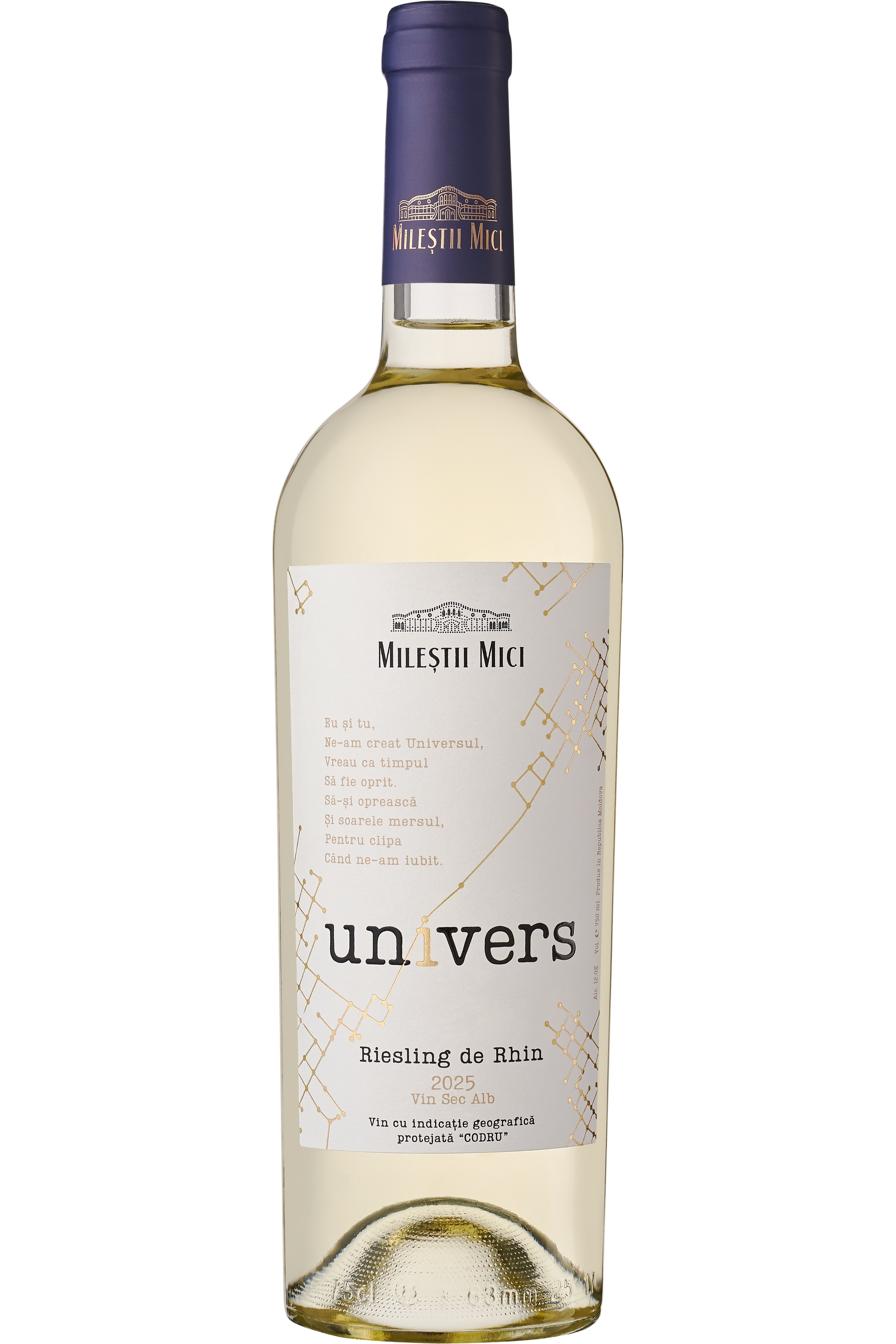VIN MILESTII MICI UNIVERS RIESLING DE RHIN IGP ALB D/SEC 0.75L
