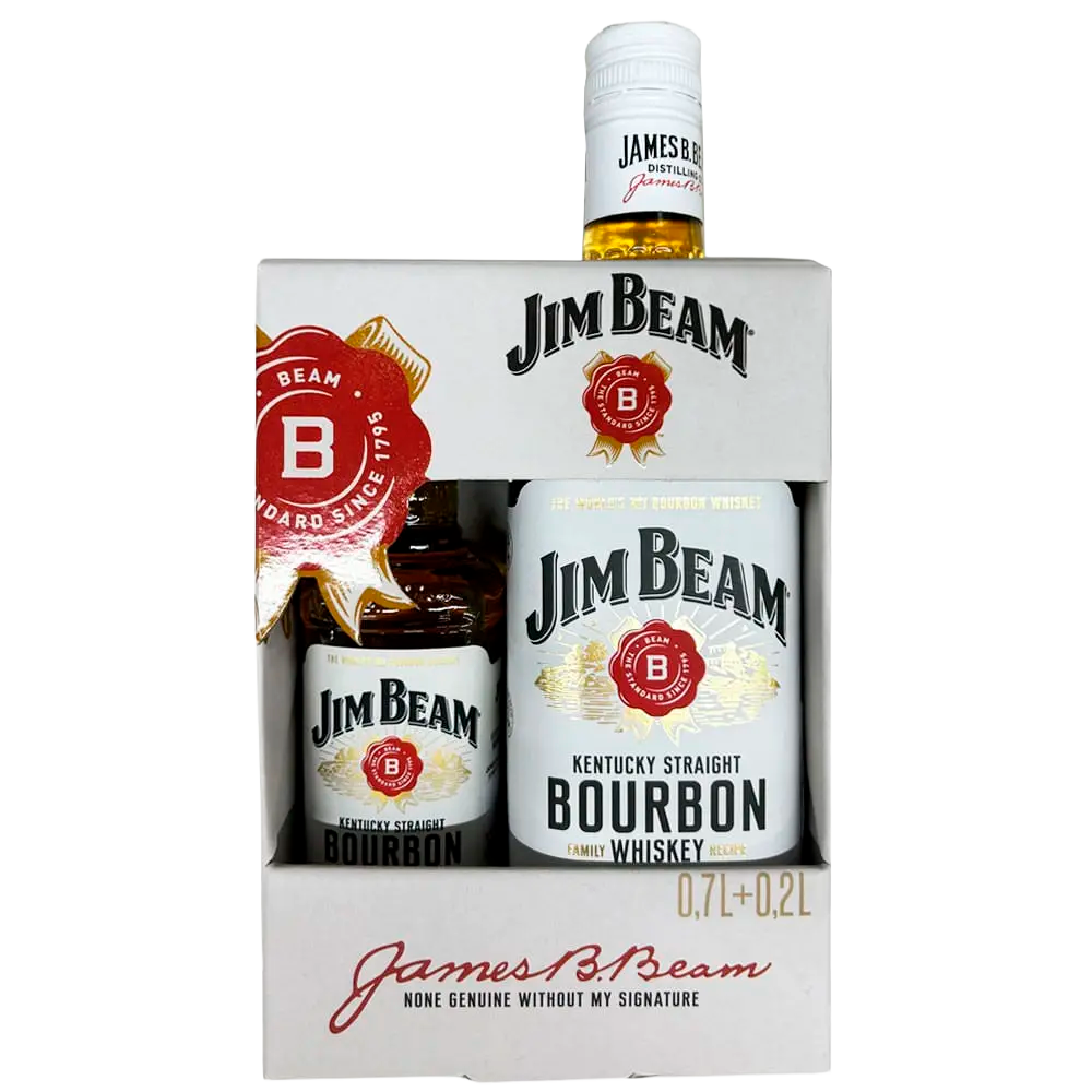 SET 1 STICLA WHISKY JIM BEAM WHITE BOURBON 40% 0.7L + 1ST 0.2L