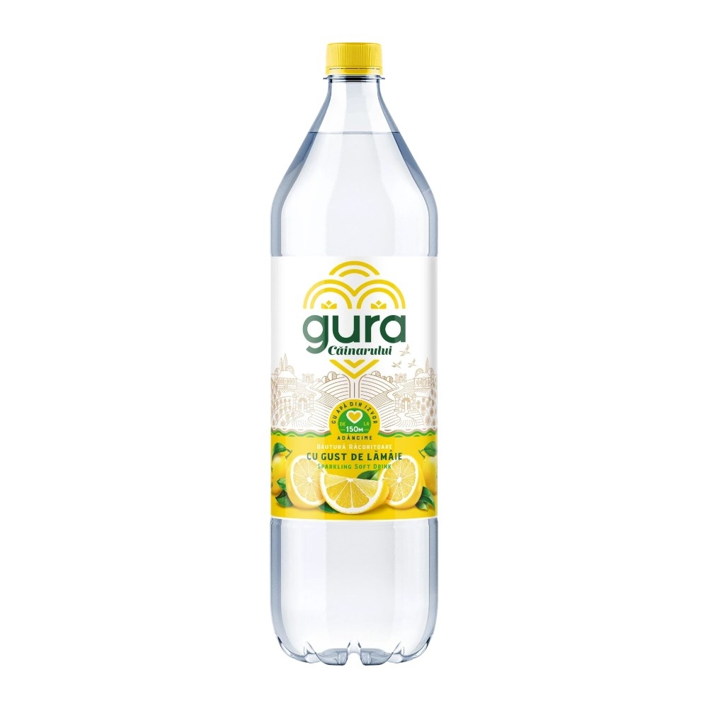 Минеральная вода Gura Căinarului с лимоном, газированная, ПЭТ, 1,5 л
