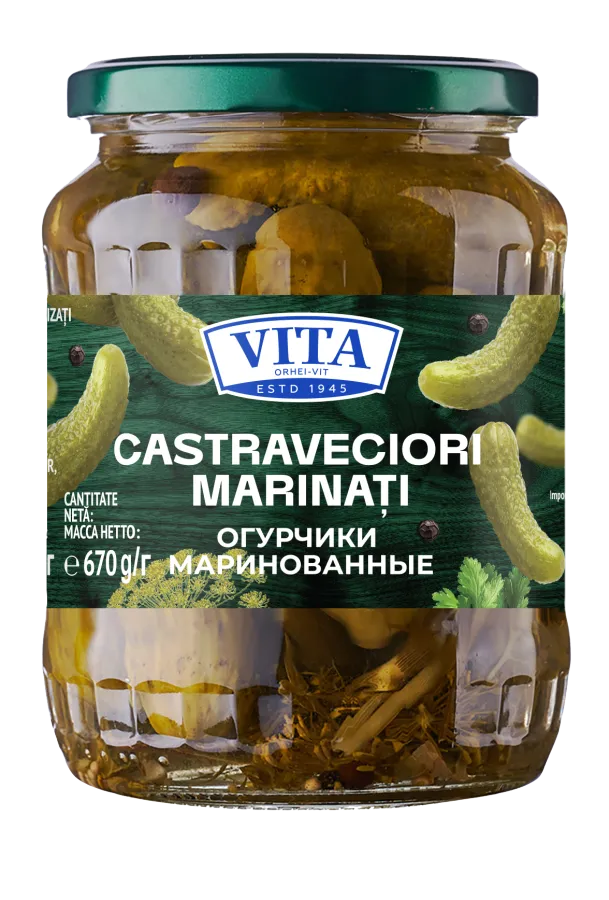 Castraveți marinați Vita, 4–7 cm, 670 g