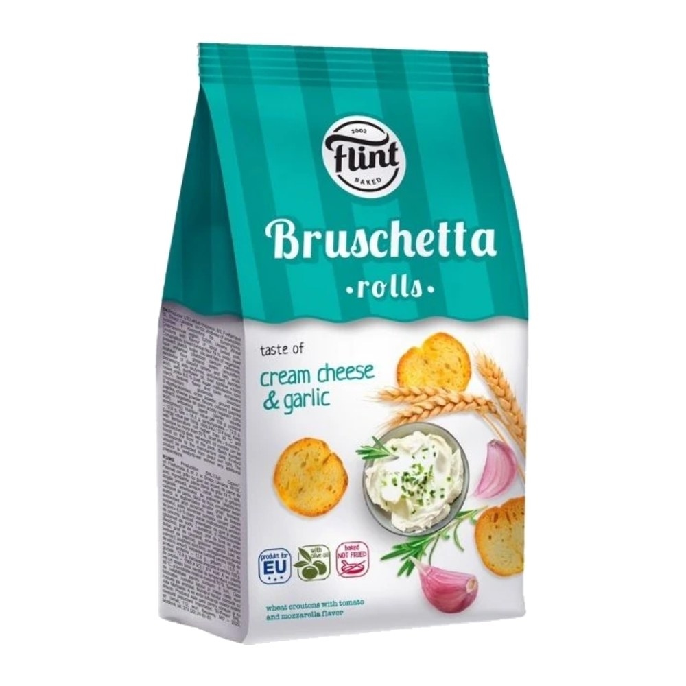 Bruschete Flint cu gust de cremă de cașcaval și usturoi, 65 g