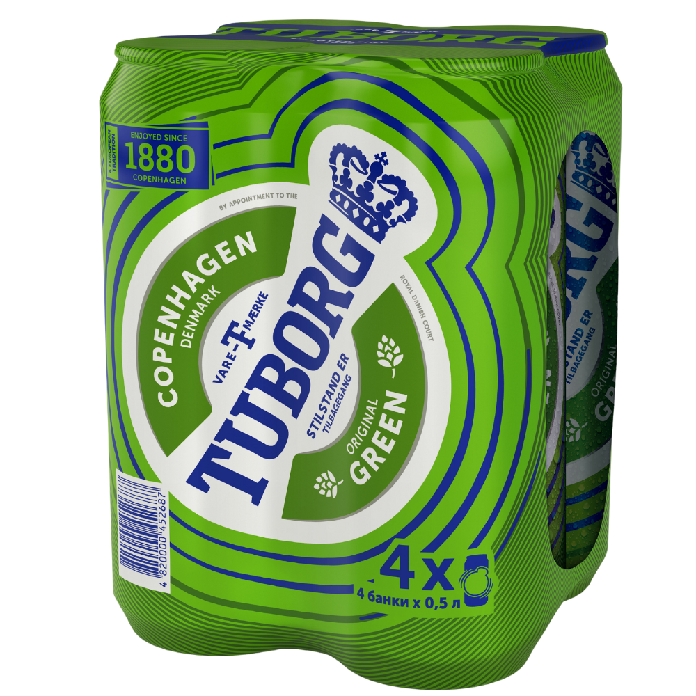 BERE TUBORG GREEN C/M 0.5L 4-PACK