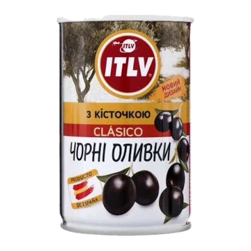 Măsline negre cu sâmbure ITLV, 314 ml