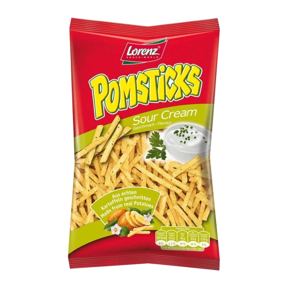 Pai de cartofi Lorenz Pomsticks cu gust de smântână și condimente, 85 g