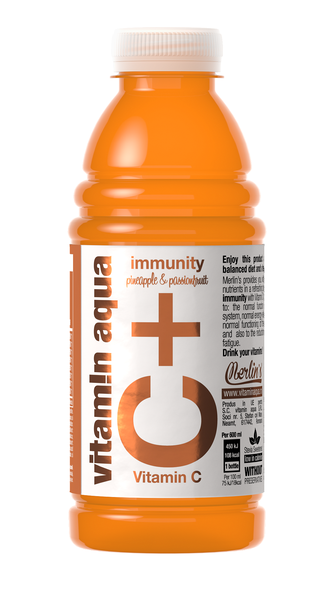 APA MERLIN'S VIT C, ANANAS SI FRUCTUL IUBIRII 0.6L