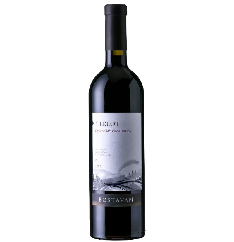 VIN BOSTAVAN MERLOT ROSU SEC 0.75L