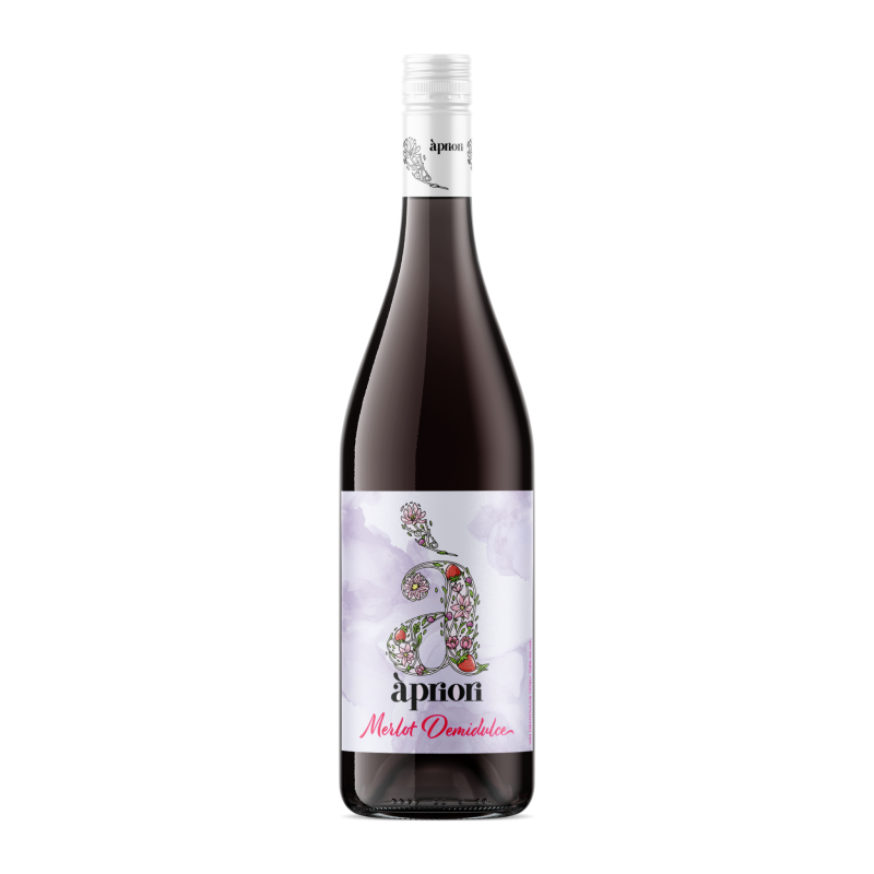 Vin Apriori Merlot Rosu Demisec 0.75L