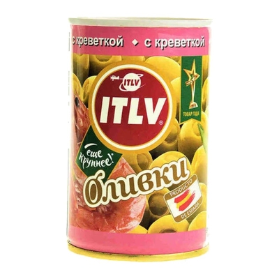 Măsline verzi umplute cu creveți ITLV, 314 ml