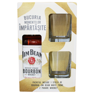 SET WHISKY JIM BEAM WHITE BOURBON 40% 0.7L 1ST+2PH