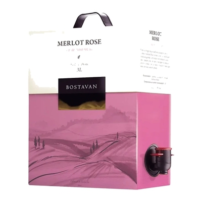 Bostavan Merlot Dry Rosé Wine, 3 L (Bag-in-Box)