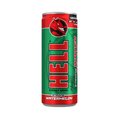 Băutură energizantă Hell cu gust de pepene verde, doză, 0,25 l