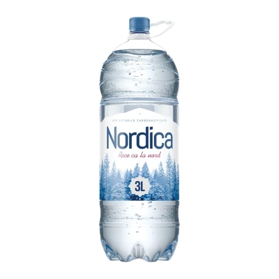Apă potabilă Nordica, carbogazoasă, PET, 3 l