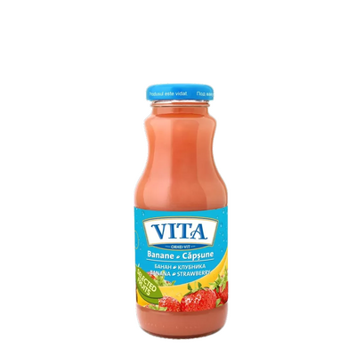 Nectar Vita de banane și căpșuni, sticlă, 0,25 l