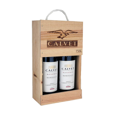 SET 2 VIN CALVET BORDEAUX MERLOT CABERNET SAUVIGNON ROSU SEC 13.5% 0.75L