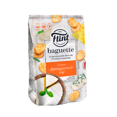 Pesmeți Flint Baguette cu gust de cașcaval franțuzesc, 90 g