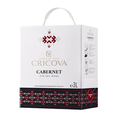 Cricova Cabernet Dry Red Wine, 3 L (bag-in-box)