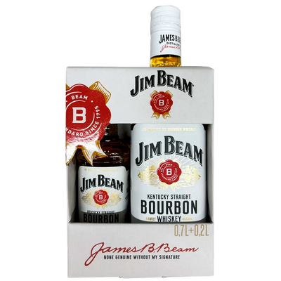 SET 1 STICLA WHISKY JIM BEAM WHITE BOURBON 40% 0.7L + 1ST 0.2L