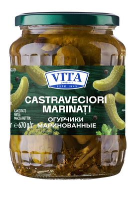 Castraveți marinați Vita, 4–7 cm, 670 g