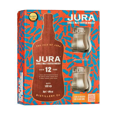 WHISKY SCOTCH JURA 12 Y.O + 2 PAHARE