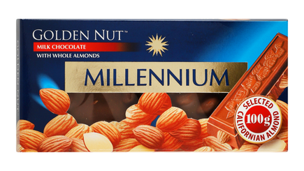 Millennium Gold Milk Chocolate with Whole Almonds, 100 g | AlcoMarket